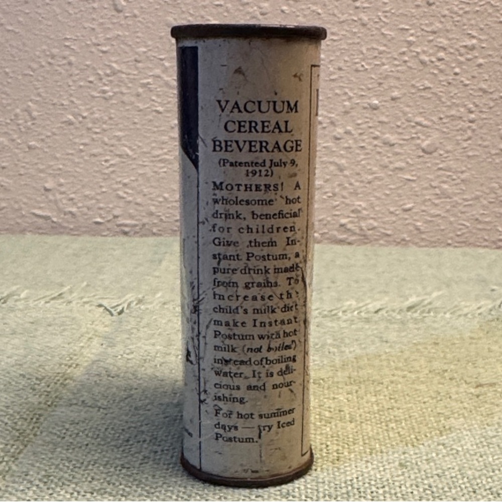 Old, Rare Cereal Beverage Tin -Vintage Collectable Kitchen Tin Instant Postum